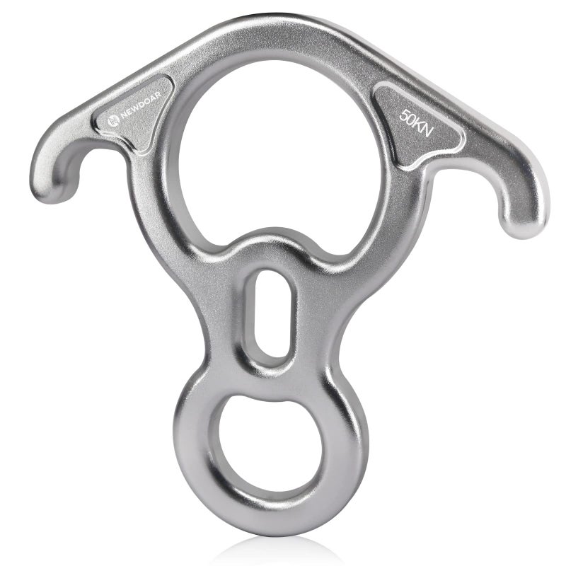 NewDoar 50KN 11000 LBF Rescue Figure,8 Descender Large Bent-Ear Belaying and Rappelling Gear Belay Device for Rock Climbing, Aerial Dance,Ziplining and Peak Rescue 7075 Aluminum Alloy(White) - Image 1